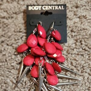 Body Central Vibrant Red and Silver Earrings